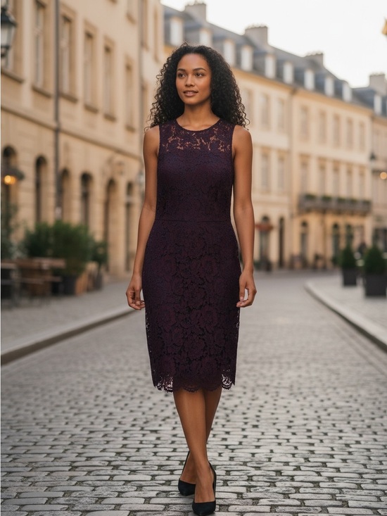 Banana Republic Dresses & Skirts - NWT Banana Republic Plum Lace Midi Sheath Dress Size 6